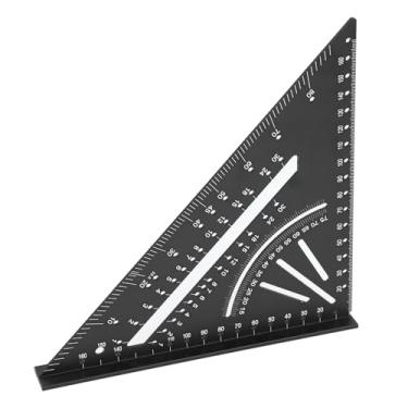 Imagem de Régua Triangular de Alumínio, Balança Precisa, ângulo Reto Métrico para Projetos de Marcenaria (Preto)