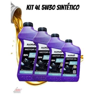 Imagem de KIT 4L Óleo lubrificante de motor para carros 5w30 RADNAQ Sintetico SA
