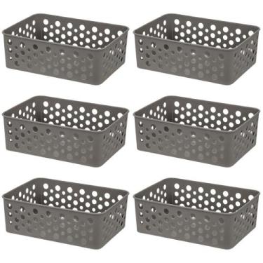 Imagem de Kit 6 Cesto Organizador Rattan Multiuso Armário Gaveta Lavanderia P (1