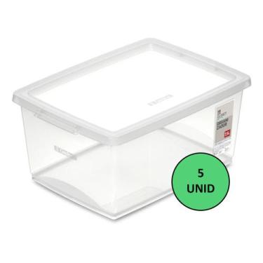Imagem de Kit 5 Caixa Organizadora 7,5l Ordene Design Moderno Cristal