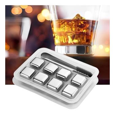 Imagem de Kit 8 Cubo Gelo mágico Inox Reutilizável C/ Pegador Whisky - ZEM