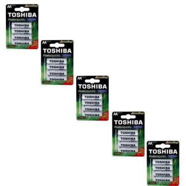 Imagem de Kit 20 Pilhas Recarregáveis AA Toshiba TNH6GAE 1,2v 2600mAh (5 cartela