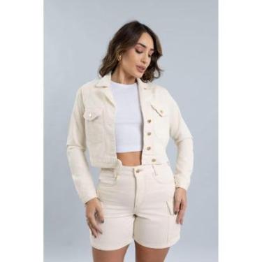 Imagem de Jaqueta Sarja Cropped Manga Longa Feminina Lemier Collection-Feminino