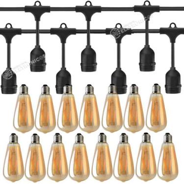 Imagem de Kit 15 Lâmpadas Decorativa + Extensão Varal De Luz 15 Metros Áreas Ext