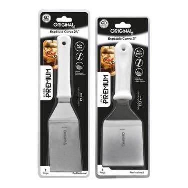 Imagem de Kit 2 Espátulas Inox Lanche Curva Chapeiro E Cozinha - Original Line