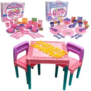 Imagem de Jogo de Jantar e Meu Chazinho Com Mesinha Tritec Rosa - Big Star e Tri