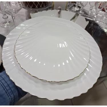 Imagem de Prato de sobremesa de 20 cm em porcelana com. Filete dourado - Fulfit