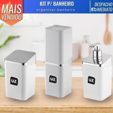 Imagem de Kit Acessórios p/ Banheiro Porta Escova Sabonete Algodão 3 Itens - Uz 
