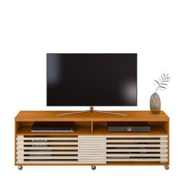 Imagem de Rack Bancada Frizz Cross Cinamomo com Rodízios TV 65 - Madetec