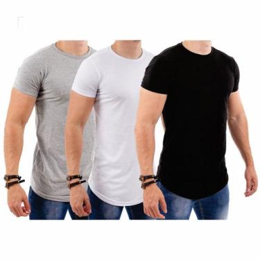 Imagem de kit 3 Camisetas  Blusas Camisas  Masculina Long Line Oversized Swag To