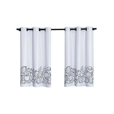 Imagem de Cortina Blackout Para Cozinha Estampada Branca - Feffo Cortinas, Bege