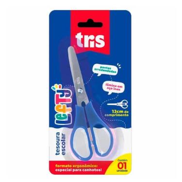 Imagem de Tesoura Escolar Tris Especial Para Canhotos Ergonômico 13 cm, AZUL