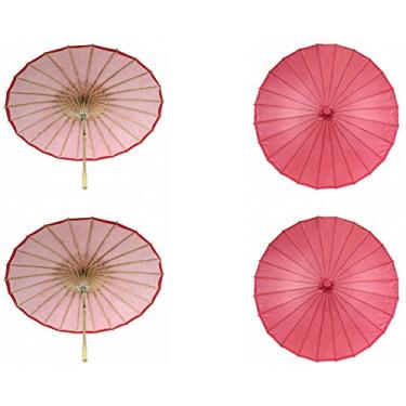 Imagem de Guarda-sol Koyal Wholesale Parasol de papel de 81 cm, Guarda-chuva para casamento, damas de honra, lembranças de festa, sombra de sol de verão, Vermelho, 4