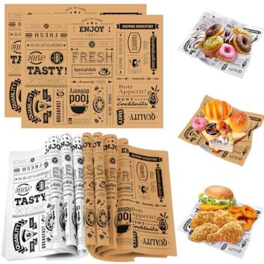 Imagem de CHENGU 150 folhas de papel de cera de papel de jornal Deli papel de cera à prova de gordura papel de embrulho impermeável folhas de papel de embrulho de alimentos forros de cesta de alimentos para