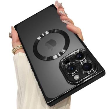 Imagem de OOK Capa magnética feita para iPhone 16 Pro Max (compatível com MagSafe) capa de telefone transparente com protetor de tela TPU macio antiarranhões à prova de choque para mulheres e homens - preta