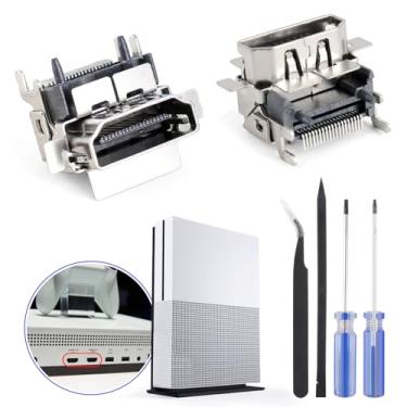 Imagem de Pacote com 2 peças de reposição de porta HDMI para Xbox One S conector de interface para console Xbox One S acessórios peças com kit de reparo