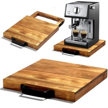 Imagem de EVERBBKING Bandeja deslizante de acácia natural para máquina de café, controle deslizante de eletrodomésticos, bandeja de enrolar fritadeira a ar livre