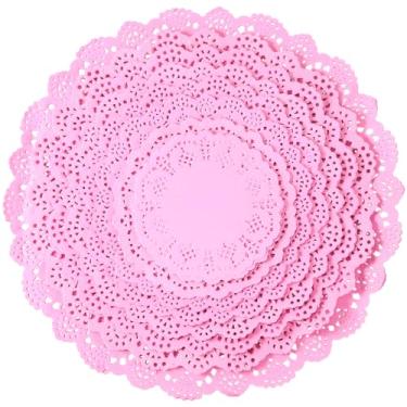 Imagem de Boao Doilies de renda de papel, 160 peças, toalha de mesa de renda redonda descartável cor macaron para decoração de bolo de casamento, 8 tamanhos sortidos, 12 10,5 9,5 8,5 7,5 16,5 5 4,5 polegadas