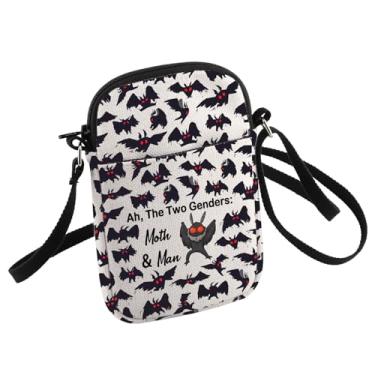 Imagem de HOLLP Bolsa tiracolo Mothman Cryptozoology Gift Ah The Two Genders Moth And Man Small Sling Bag Birdman Gift, Branco