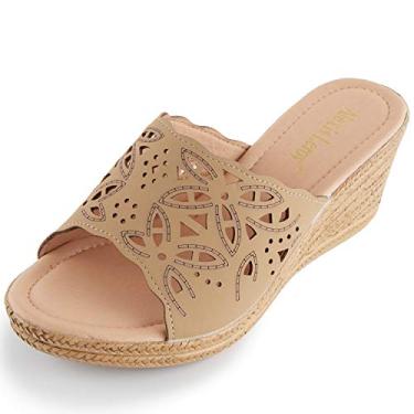 Imagem de Alexis Leroy Sandália feminina confortável com recorte na gáspea, bico aberto, Bege, 40