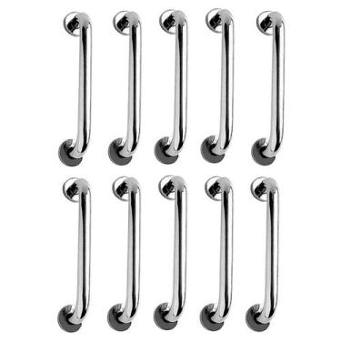 Imagem de Alça de Apoio Barra Inox 30cm Kit 10 Unidades Idoso Cadeirante Deficie