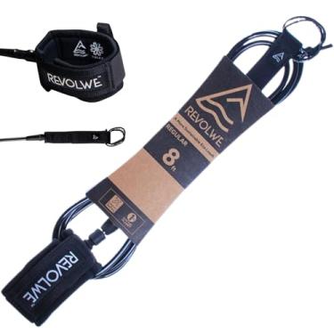 Imagem de REVOLWE Trela de prancha de surf premium de 2,3 m feita de materiais reciclados, coleira de surf de 2,3 m, força máxima, coleira de surf leve para longboard
