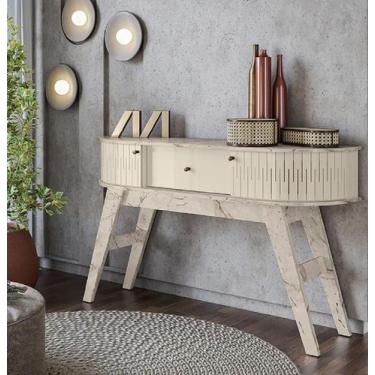 Imagem de Aparador Estoril Detalhes Curvos Pés Palito Calacata Off White Madetec