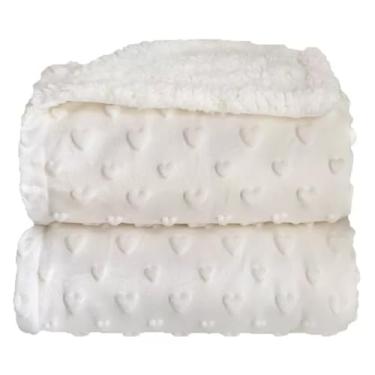 Imagem de Cobertor Donna Laço Bebê Plush com Sherpa Hearts (Branco)