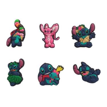 Imagem de Kit 6 Pins Bottons Enfeites para Calçados Emborrachados - Stitch - 4G 