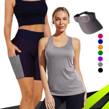 Imagem de Camiseta REGATA DRY Tecido Furadinho + SHORT Legging COM BOLSOS + VISE