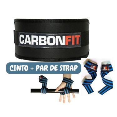 Imagem de Cinturão + strap fita kit academia musculação cinto de Fivela e Par de