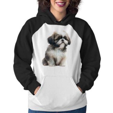 Imagem de Moletom Feminino Cachorro Shih Tzu Filhote - Foca na Moda, Branco, Pre