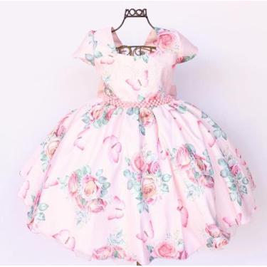 Imagem de Vestido Infantil E Juvenil Floral Borboleta Jardim Com Tiara - Pingo d