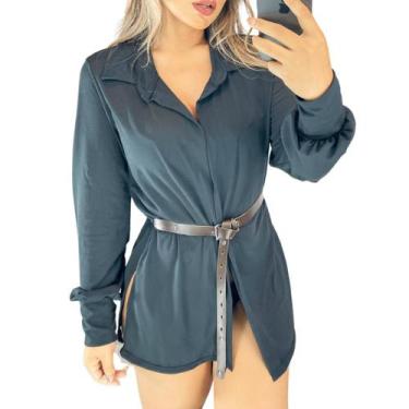 Imagem de Saída de Praia camisa manga longa chemise kimono branca  - Cosmic Girl