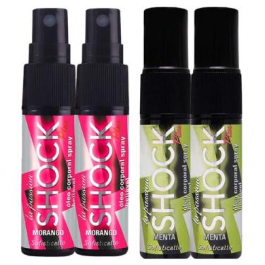 Imagem de Kit 2 Óleo Spray Shock Plus Morango + 2 Óleo Spray Shock Plus Menta So
