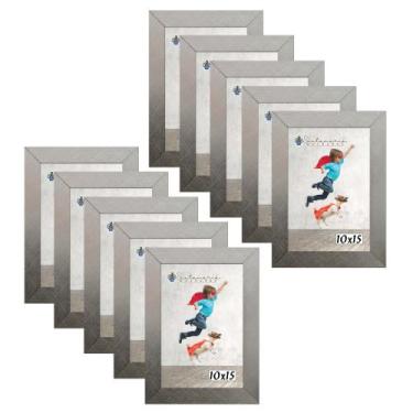 Imagem de Kit 10 Molduras Porta Retrato 10X15 Prateado - Santamaria Molduras