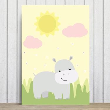 Imagem de Placa Decorativa Infantil Safari Menina Hipopótamo 30x40cm - Quartinho