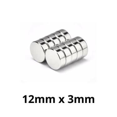 Imagem de Kit 10 Peças Imã Neodímio Disco Magnético N35  12 x 3 mm Super Forte P