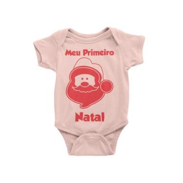 Imagem de Body Infantil Bebe Meu Primeiro Natal Feliz Natal Rosa Bebê - Del Fran