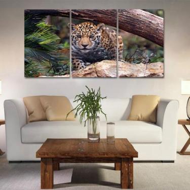Imagem de Quadros mosaico tigre e leão med. 105x65 ps 2mm adesivo fosco borda in