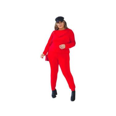 Imagem de Conjunto Feminino Moletom Malha Crepe Detalhes Inverno Frio - Dona Moç
