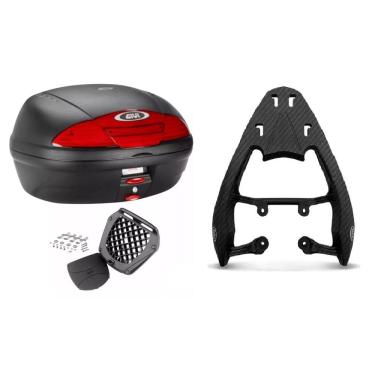 Imagem de BAÚ 45L MONOLOCK E450N GIVI + SUPORTE BAGAGEIRO SCAM FiberForce Fan Titan Start Cg 125 150 160