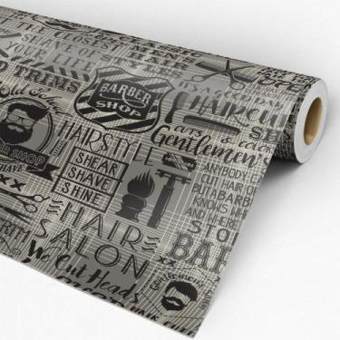 Imagem de Papel de Parede Temático Para Barbearias Com Desenhos 2,5m - DEKAL DEC