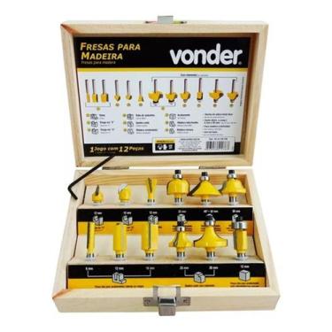 Imagem de Jogo Kit De Fresas Vonder Para Tupia 6mm 12 Peças Com Maleta