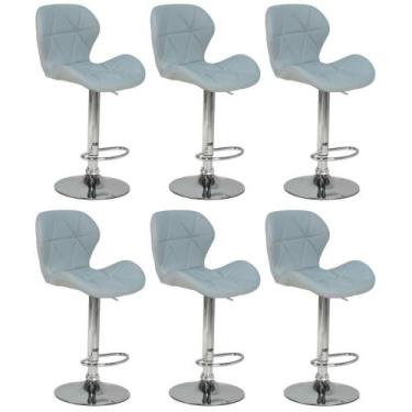 Imagem de Kit 06 Banquetas Slim Estofada Giratória com Regulagem de Altura - Cin