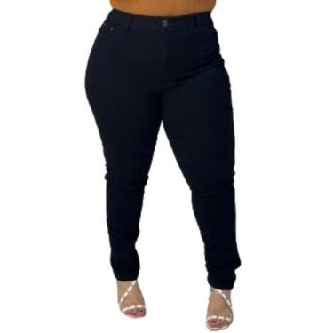 Imagem de Calça Jeans Feminino Preta Plus Size 48-64 Elastano Modelo Curve - Kar