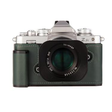 Imagem de Agaterod Punho de couro genuíno, alça em forma de L, alça em forma de L, alça de câmera vintage, alça de extensão, serve para câmeras Nikon Zfc (verde escuro)