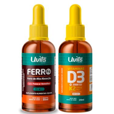 Imagem de Kit Ferro Bisglicinato 30ml + Vitamina D3 K2 20ml Uvits