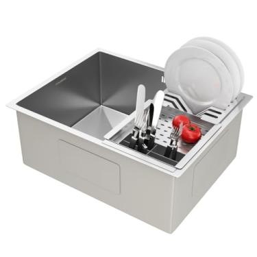 Imagem de GoldenX Cuba Gourmet Malibú Quadrada com Calha Escorredor 56 cm x 48 cm x 18 cm Aço Inoxidável Cromado