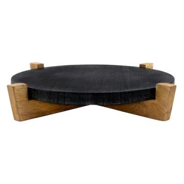 Imagem de Santa Barbara Design Studio Tábuas de charcutaria para queijo, carne e frutas tábua de mármore em suporte de madeira de manga, 31 cm C x 25 cm L x 5 cm A, preto